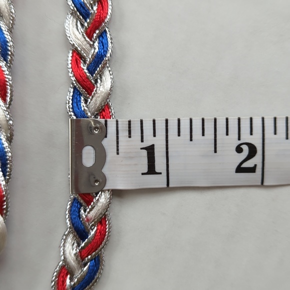 Braided Silver Red Blue 4th of July Celebration Belt - Picture 7 of 9